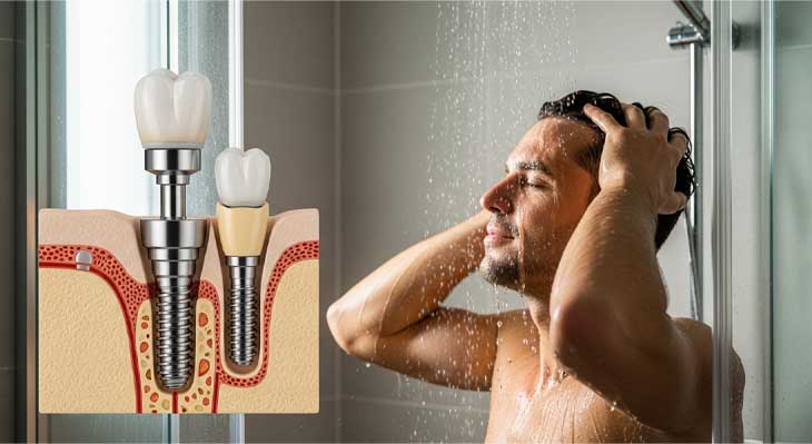 استحمام بعد از ایمپلنت دندان