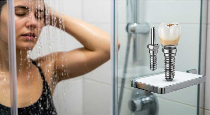 استحمام بعد از ایمپلنت دندان