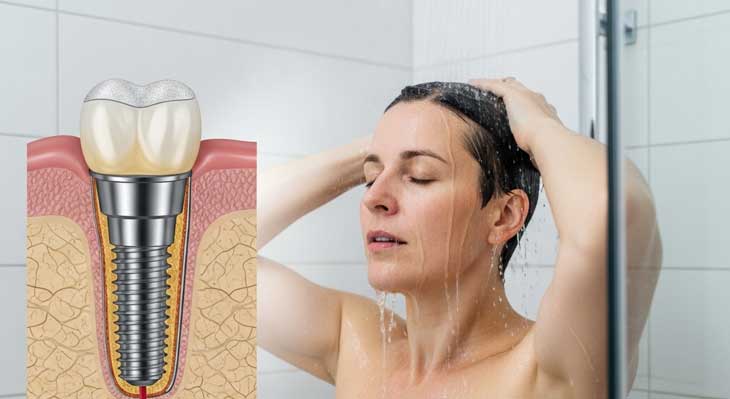 استحمام بعد از ایمپلنت دندان